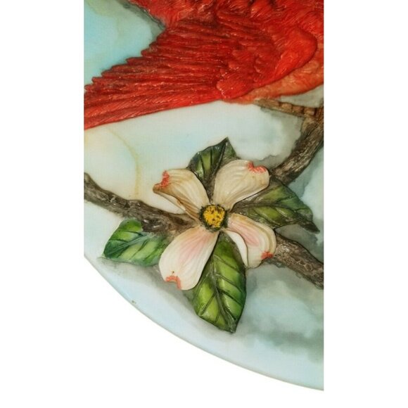 7 1/4" Bradex Decorative Plate "Tending The Nest" Red Cardinal Bird #1742 A With - Picture 3 of 8